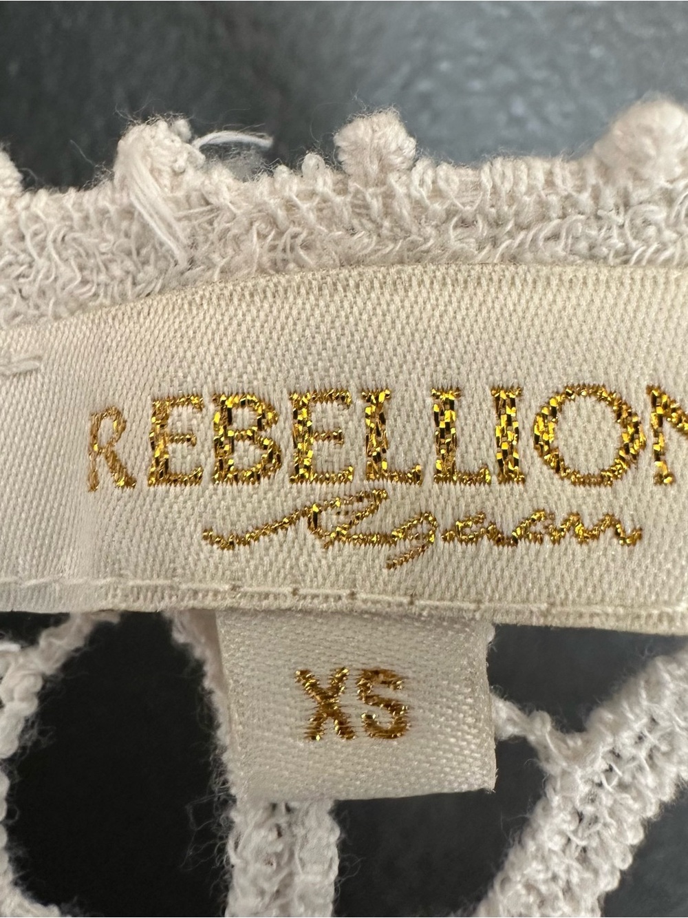 Rebellion Again 100% Cotton Crochet Lace Cardigan XS Boho Open Knit Cream Duster - Picture 8 of 8